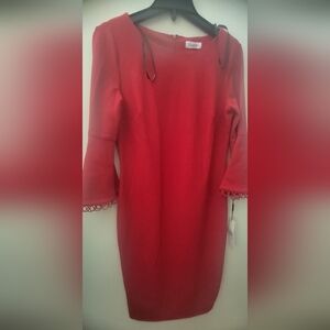Calvin Klein Dressbarn Vibrant Red Long Sleeve Dress